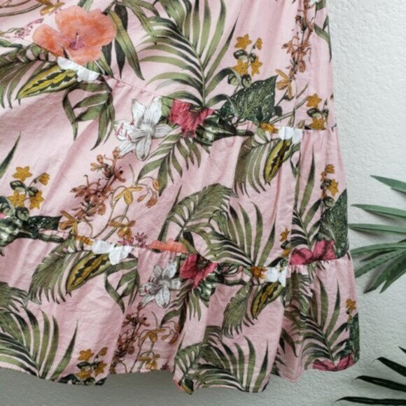 Rebecca Minkoff Ollie Dress Peach Botanical Tropical Print size L Floral Boho - Picture 10 of 16